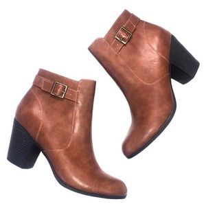 Parker & Sky Brown Ankle Bootie Boots Heel Zip